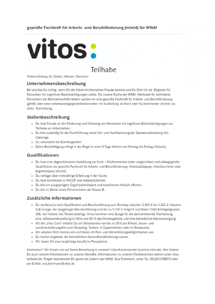 Ein Bild der Stellenausschreibung - zum Download bitte anklicken. 