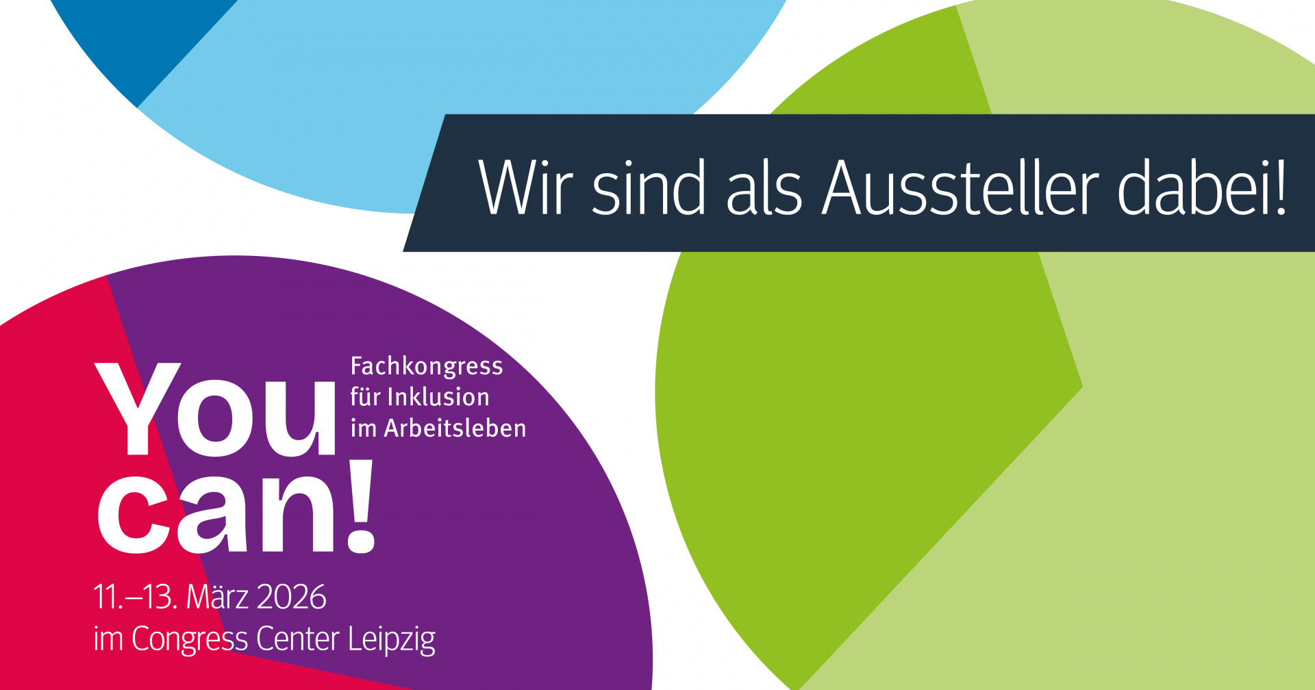 Das Logo des Fachkongress You can! - zusammen mit einem Banner, auf dem steht: Wir sind als Aussteller mit dabei 
&copy; BAG WfbM